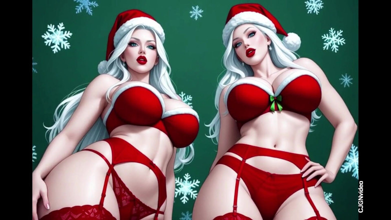 Hot girl dancing: サンタクロースのセクシーポーズ Sfwバージョン(AIアニメーション)