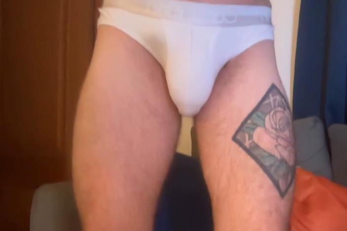 Jake Essex: POV: Bound Dick Throbbing in Tight White Calvin Klein Briefs -...