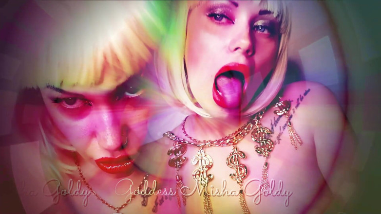 Goddess Misha Goldy: Double red lipstick tease! JOI and orgasm moanings!