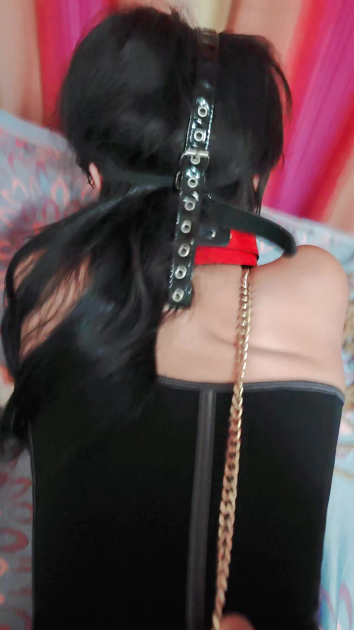 Teacherll: The Female Dog Wears a Nose Hook and Nipple Clamps...