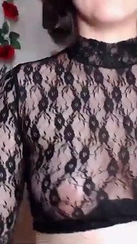 Brunette in Sexy Tight Lace Top