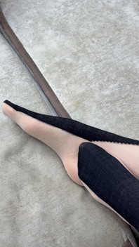 Solo Caressing Long Legs in Black Nylon Pantyhose