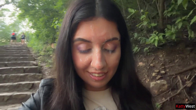 Katty West: Crazy Cumwalk in Public Park Full of People - Public Blowjob...