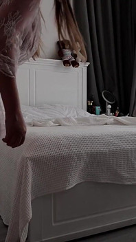 Stepmom Tidies the Bedroom. in Her Sheer White Robe
