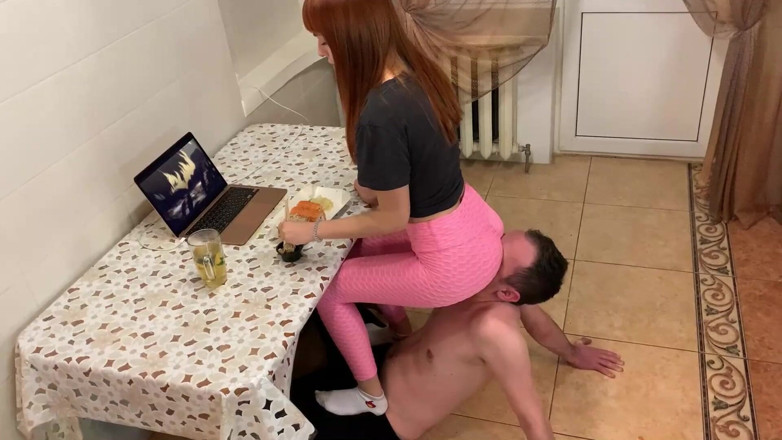Petite Princesses Femdom: Kira has dinner in the kitchen using her boyfriend as...