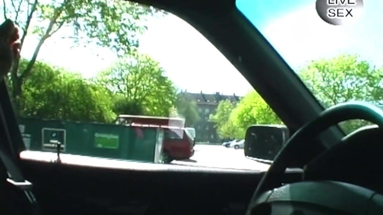 German bitch hunter: Schätzchen hämmert feuchte muschi mit blauem dildo im auto