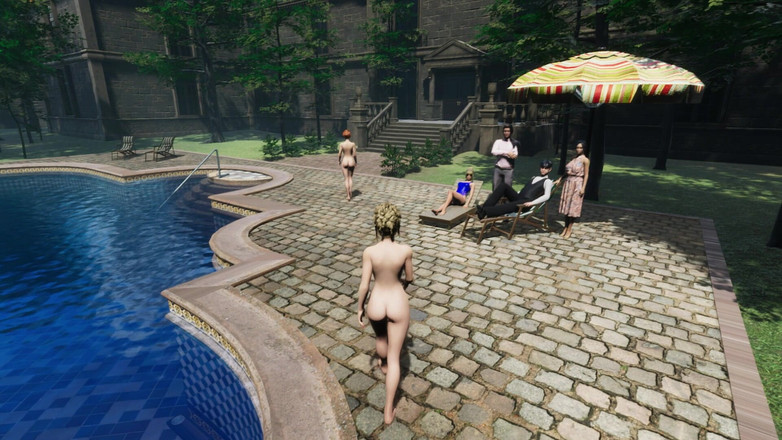 3D Cartoon Porn: Angels Awakening 12 - Înot nud și scenă de sărut lesbian într-o piscină moonlit