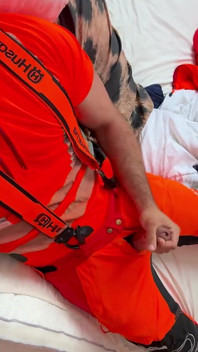 Tyler Blake Jerking off in Hivis Lumberjack Workwear - Muscle Flexes & Explosive Cumshot