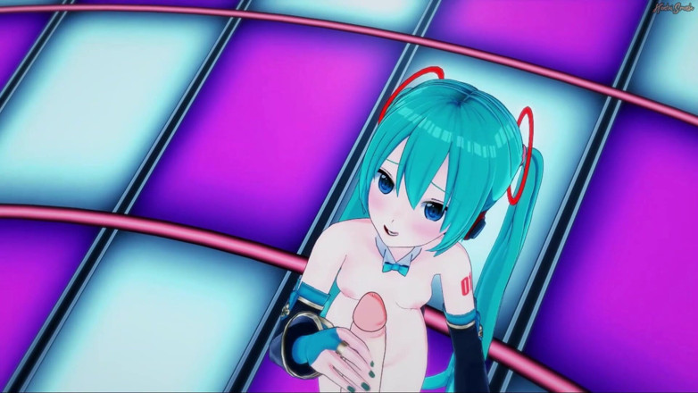 Hentai Smash: Hatsune Miku Dedos ella misma en vivo en el escenario,...