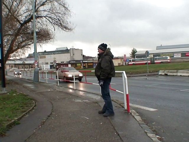 Brunette fucking with old dude next to a railway (Watersports Media)