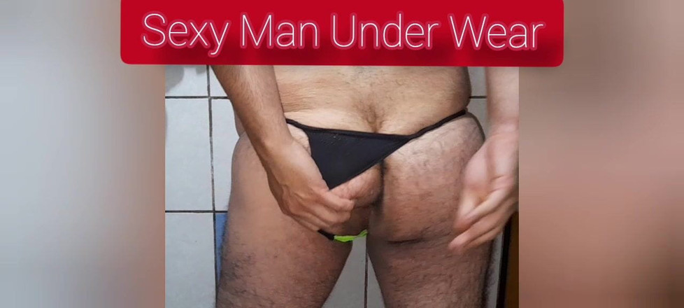 Sexy man underwear: Зелені стрінги і мастурбація до сперми