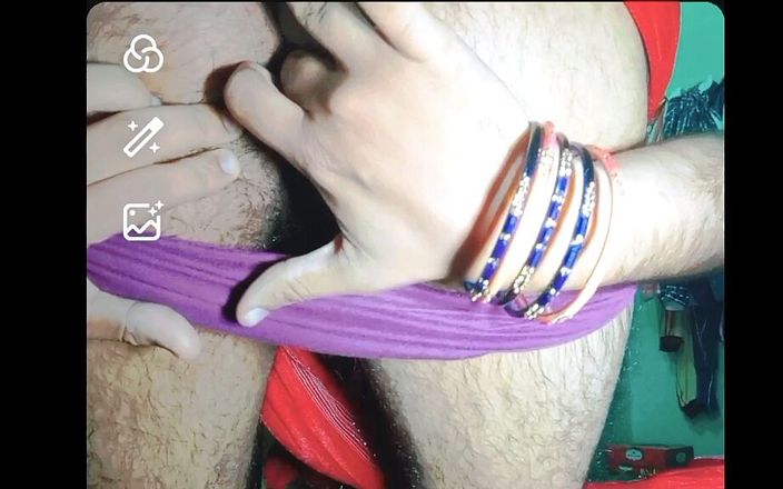 Gauri Sissy: Indian Gay Crossdresser XXX in Red Saree Fingering in His...