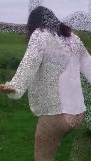 Julie Cunningham: Julie Cunningham outside strip & piss shorter pantyhose & heels
