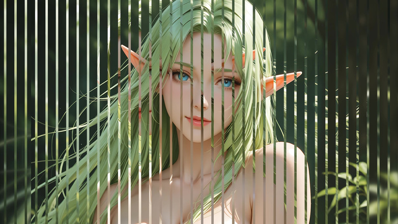 LustRender: Lustrender diaporama : une belle femme elfe nue dégoule ses cheveux -...