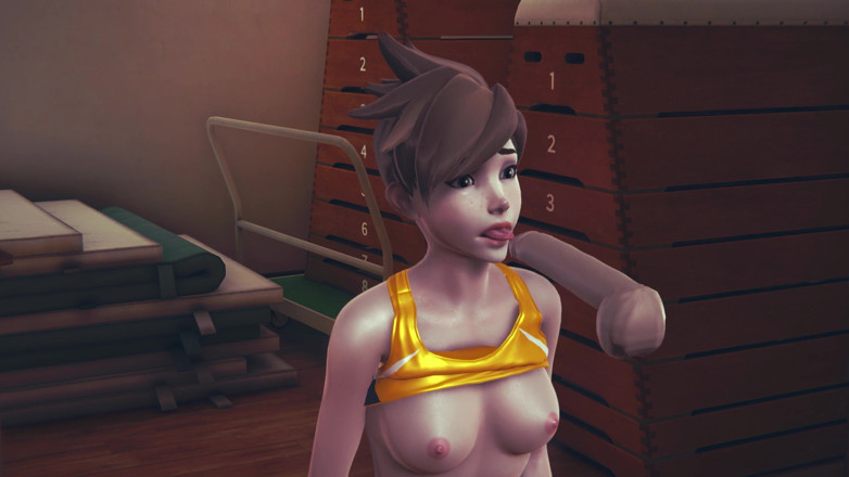 Waifu club 3D: Tracer licks cock and gets facial