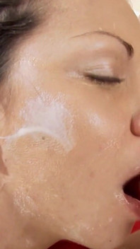 Hairy MILF Creampie Overflowing Thick Cum After Tit Drenching