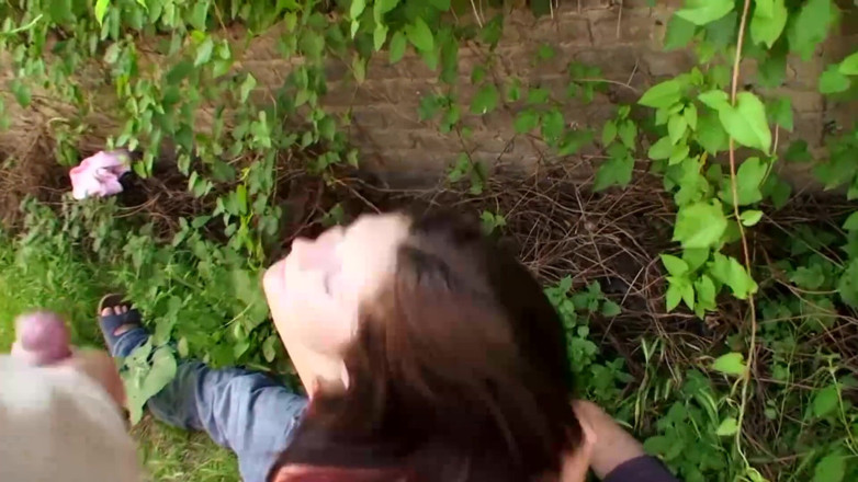 German amateur - 100% German hardcore videos: Cute brunette teen serving two cocks