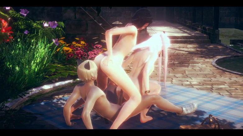 HentaiTubes: Два сексуальных хентай - женщина занимается сексом в тройничке - порно японское азиатское манга, аниме-игра с фильмом