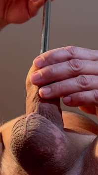 The Member Takes a Metal 10 Mm Dilator Into the Urethra and Cums!