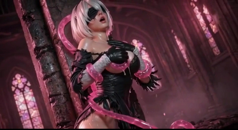 Ianimedia: 2b Nier Automata Covered in Thick Pink Slime - Ahegao Compilation