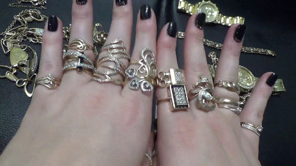 Goddess Misha Goldy: Golden jewelry and hand fetish