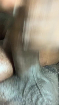 Gay Stepdaddy bear jerking off black cock solo resulted in massive cum loads & moaning