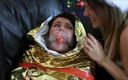 Selfgags classic: Ball Gagged Girl Wrapped Up As A Mummified Christmas Present