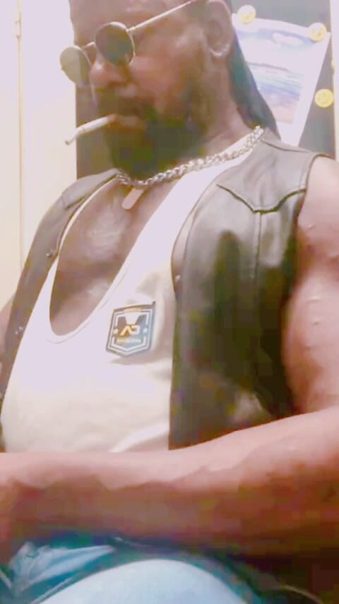 Black smoking muscle stepdad: Muscle Stud Leather Denim Boots Smoking Solo Titpig