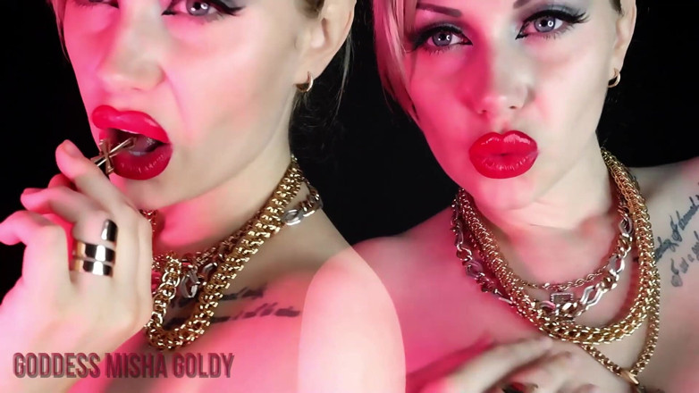 Goddess Misha Goldy: Meus lábios deixarão para sempre sua marca vermelha em sua...