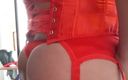 My panties: Deep Dildo Pleasure in Red Lingerie and Corsette