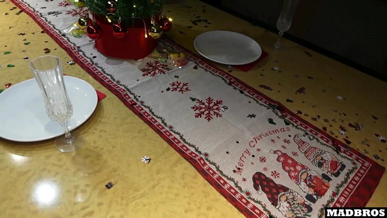 MadBros Prod: Two Beautiful Christmas Stepmothers Blonde Fucked in Anal Under the...