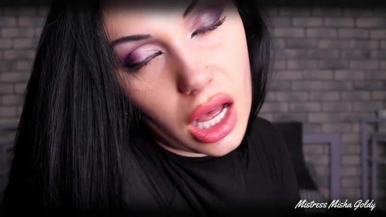 Goddess Misha Goldy: Cum with me everyday during 1 month! Day 7 - lip tease &amp; worship