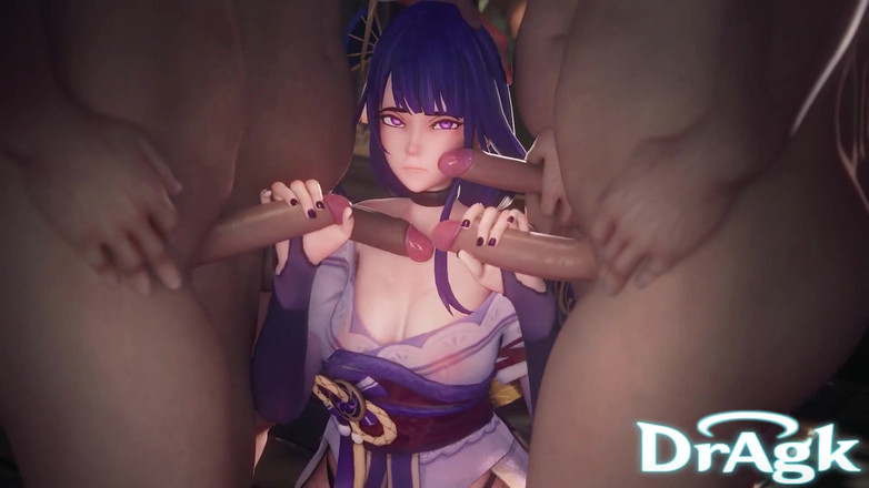 DrAgk: Raiden shogun di-gangbang dan dicrot di dalam sama tiga kontol...