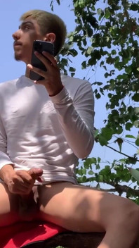 Twink Caught Jerking off Big Uncut Cock Huge Cum Load