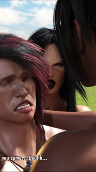 Elysielle prend la bite monstrueuse de Conan dans les deux trous - remplie de sperme pendant que Chalinora & Calista taquine les énormes seins et le cul