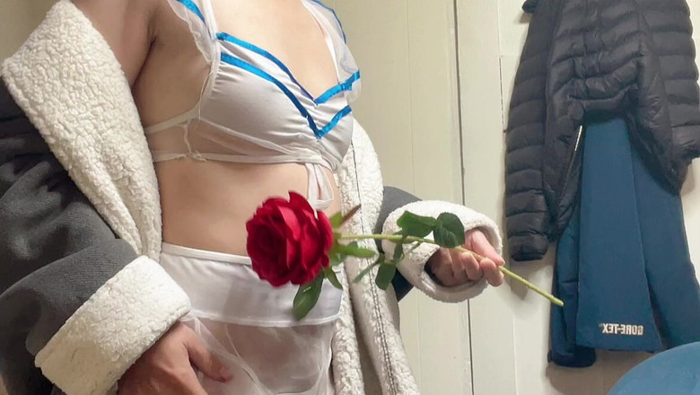 sweethanajapanese: Hana Chan Sexy in College Girl Outfit Playing Rose Flower...