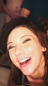 Nerdy Girl Caught Secretly in a Gangbang in the Toilet in Amsterdam
