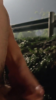 Masturbating Naked on the Side of the Freeway at Night