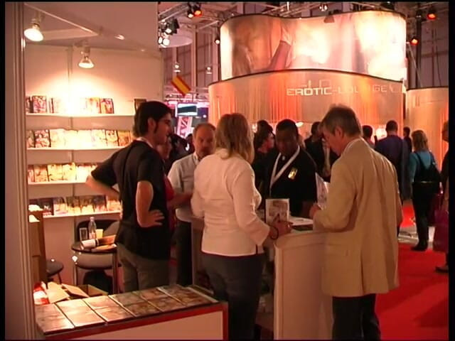 Lucky Cooch: Blonde stripper at the sex fair
