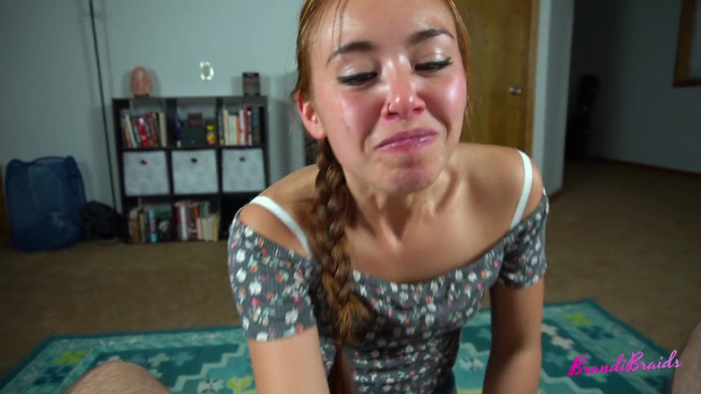 BrandiBraids: Slut Stepsister Rims and Learns to Throatpie