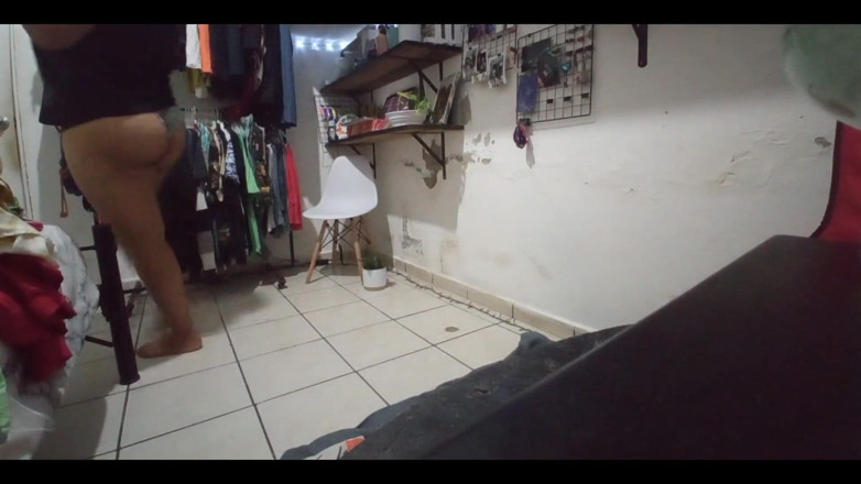Karmicoxv: Big Ass Brunette Mexican Folding Clothes in Thong