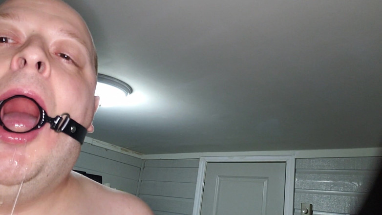 Charlieboy69: Deepthroating a 7 Inch Dildo with Mouth Gag Ring