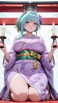 Fioletowa bogini Kimono! Nie mogę poradzić sobie z mokrością pod Czerwoną Bramą Torii