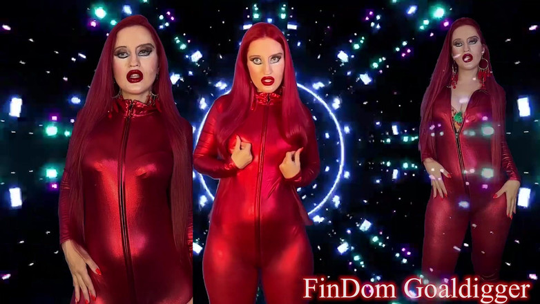 FinDom Goaldigger: 光沢のあるボディスーツの変身
