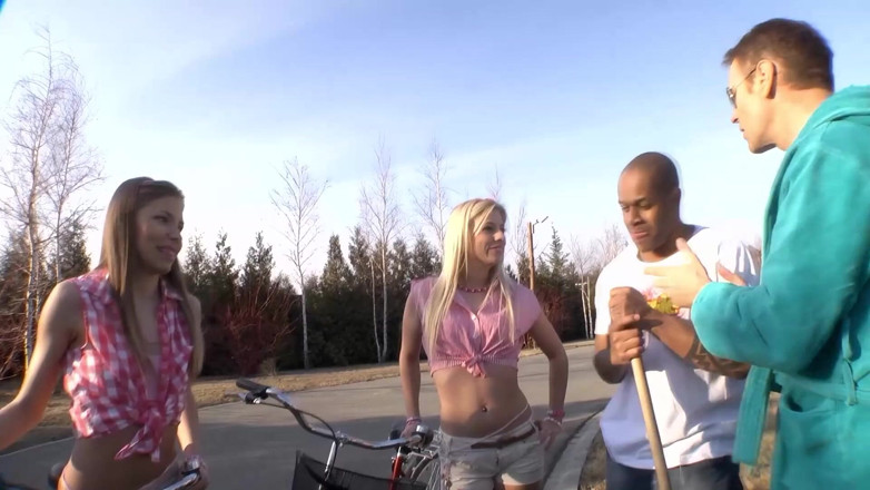 Threesome and GangBang: Blonde Babes Worship Huge Black Cock in Wild Threesome