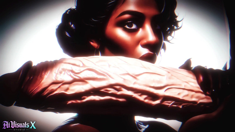 AI Visuals X: Interracial Fantasy: Ebony Beauties Worship Big White Cock - Ai Generated
