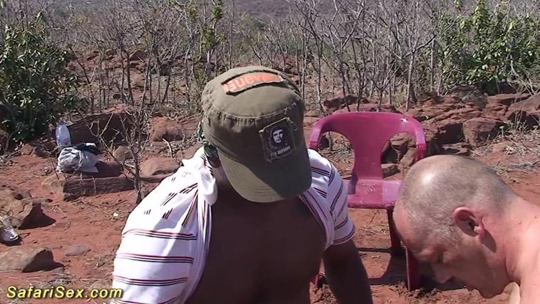 Safari sex: African threesome fuck orgy
