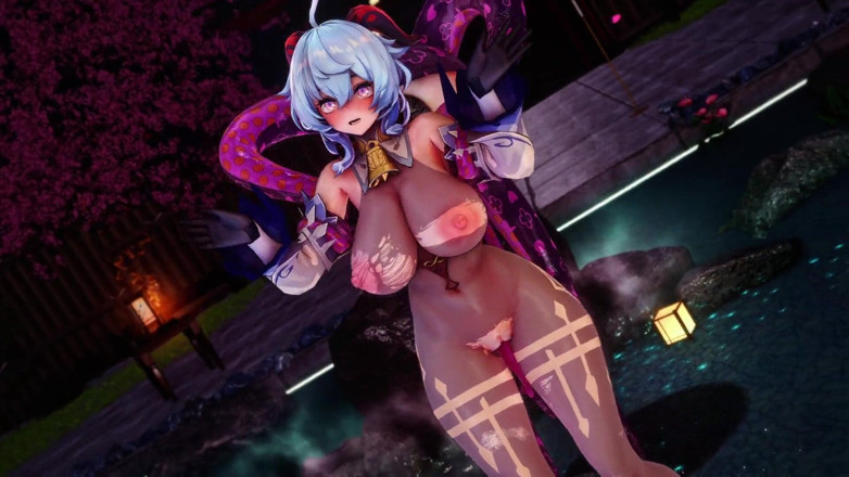 NSFWOtaku: Genshin Impact -hot spring Monster knull kåt Ganyu - 3D Hentai animationer