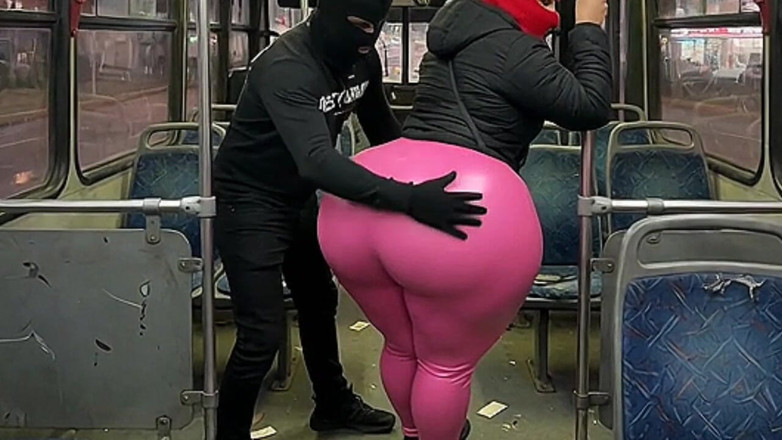 Animate golden: Big Ass Girl in Black Pants Gets Pressed in the...