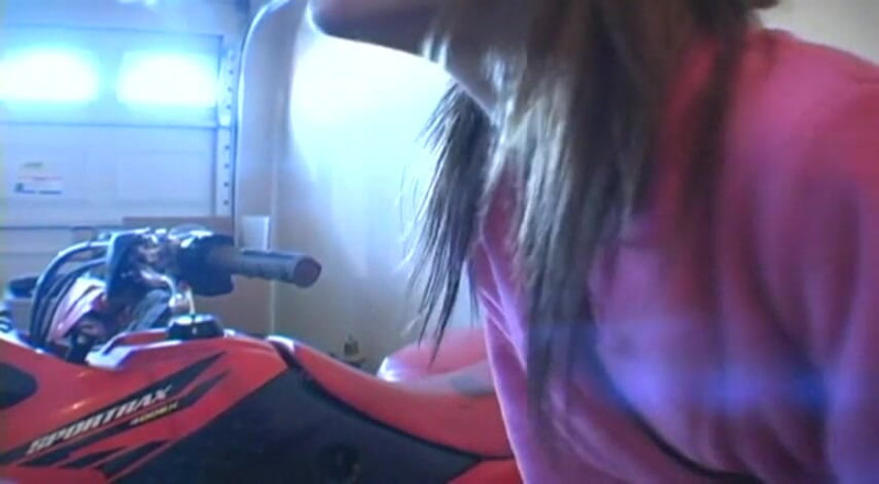 Femdom Austria: Lovely teen in bathrobe smoking a cigarette in garage